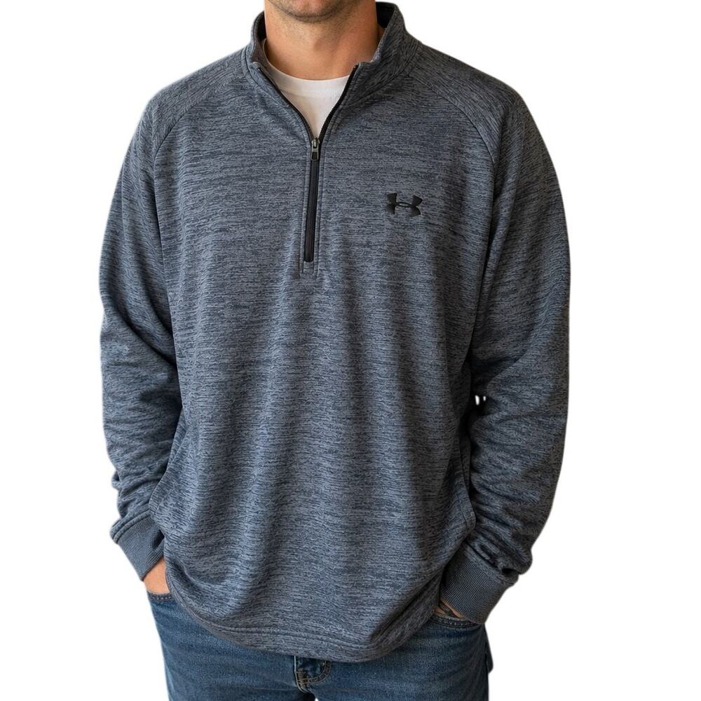 Under Armour ColdGear Pullover XXL Blue Gray Quarter Zip Athletic Sweatshirt